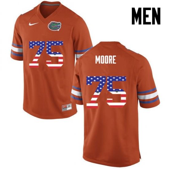 Men's Florida Gators #75 TJ Moore NCAA Nike Orange USA Flag Fashion Authentic Stitched College Football Jersey HKH2862OX